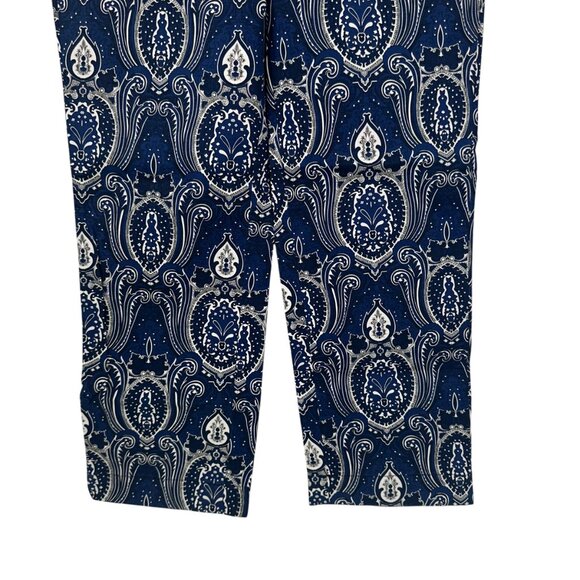 Talbots Womens Blue Paisley Print Capri Pants Size 4 Cotton/Spandex Blend - Picture 12 of 13